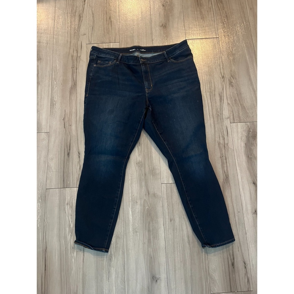Old Navy Mid Rise Pop Icon Skinny Jeans Womens 22 Blue Denim Cotton Dark Wash